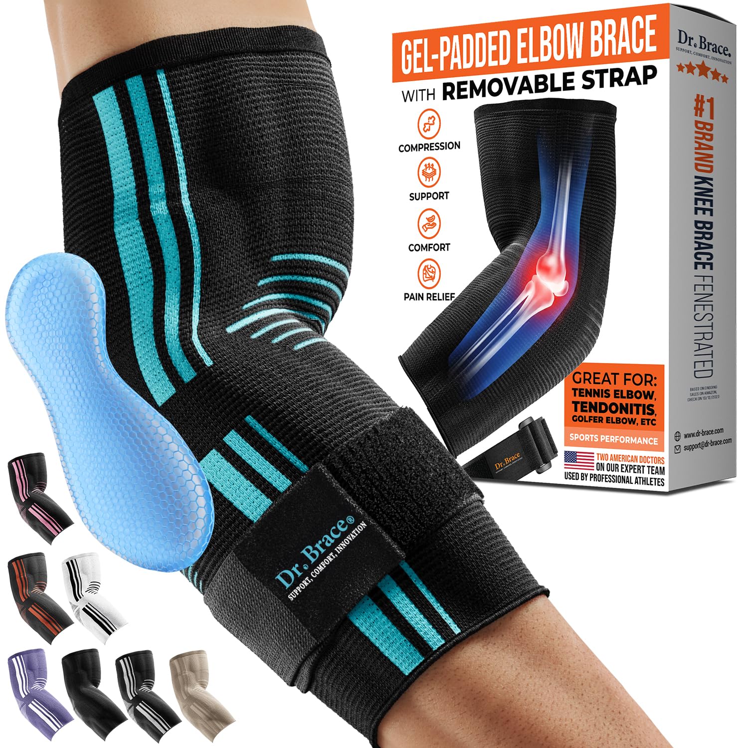 DR. BRACE Codera de élite transpirable con almohadilla de gel para golfista, tenis E