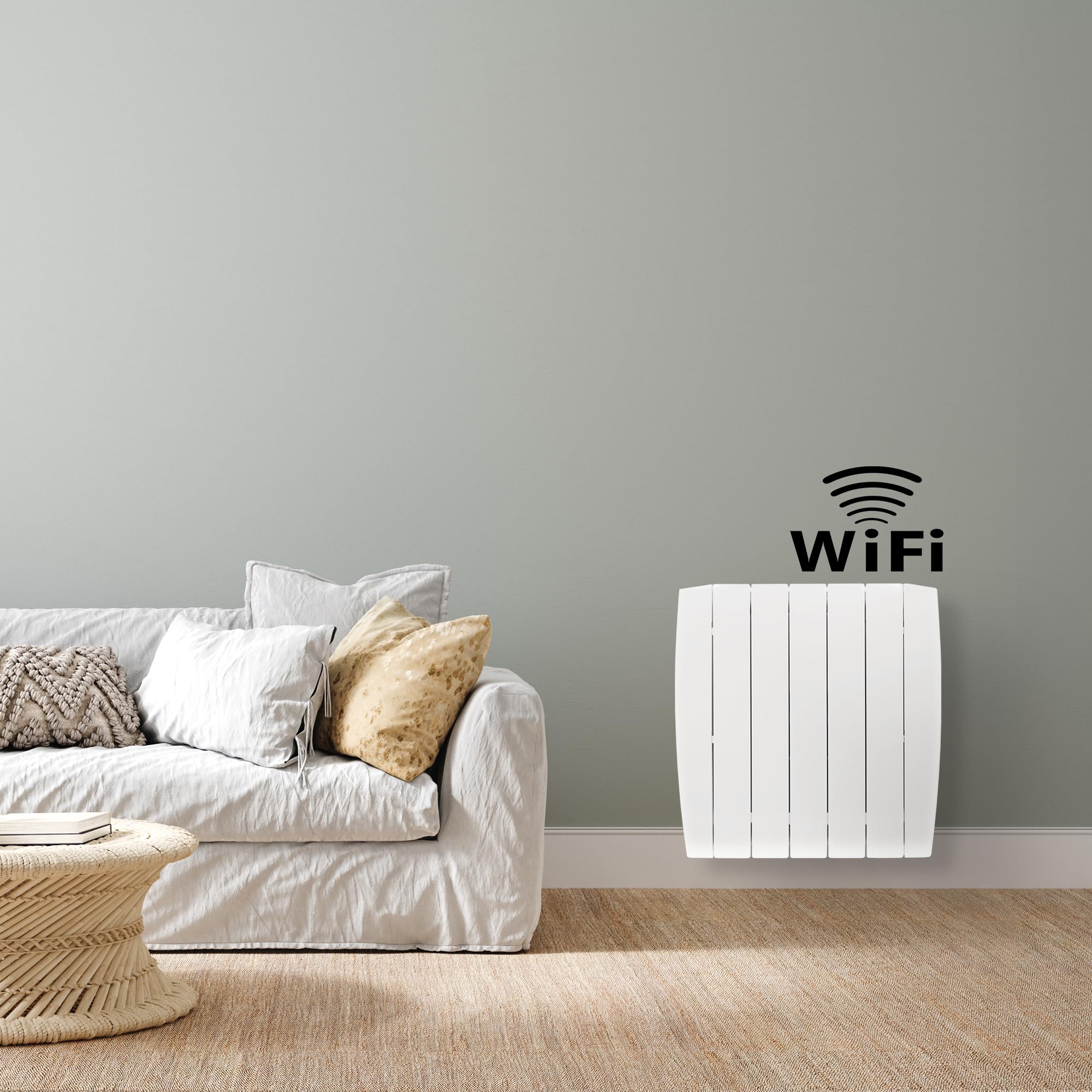 HJM Emisor Térmico Cerámico WiFi Bajo Consumo OPTIMA 750, Programación 24/7, Funciones Ahorro, Turbo Programable, 750W, Blanco