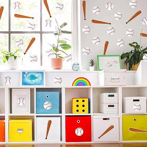 Miniatura 7 de AnyDesign 47 recortes de béisbol con 100 puntos de pegamento, decoración temática de fiesta de béisbol de papel para fiestas de cumpleaños temáticas