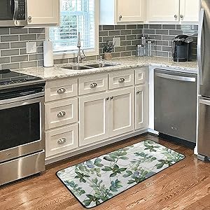 Green Eucalyptus Leaves Kitchen Mat White Magnolia Tree Kitchen Rug 39 X 20 Inch Under Sink Mats Non Slip Soft Standing Mats Anti Fatigue Floor Mat Bath Rug Runner Doormat Carpet for Outside Decor