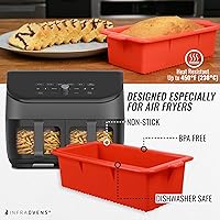 Vista 3 de Molde de silicona para freidora de aire para Instant Vortex 2 cestas, sartén antiadherente para freidora de aire de doble cesta, se adapta a Ninja