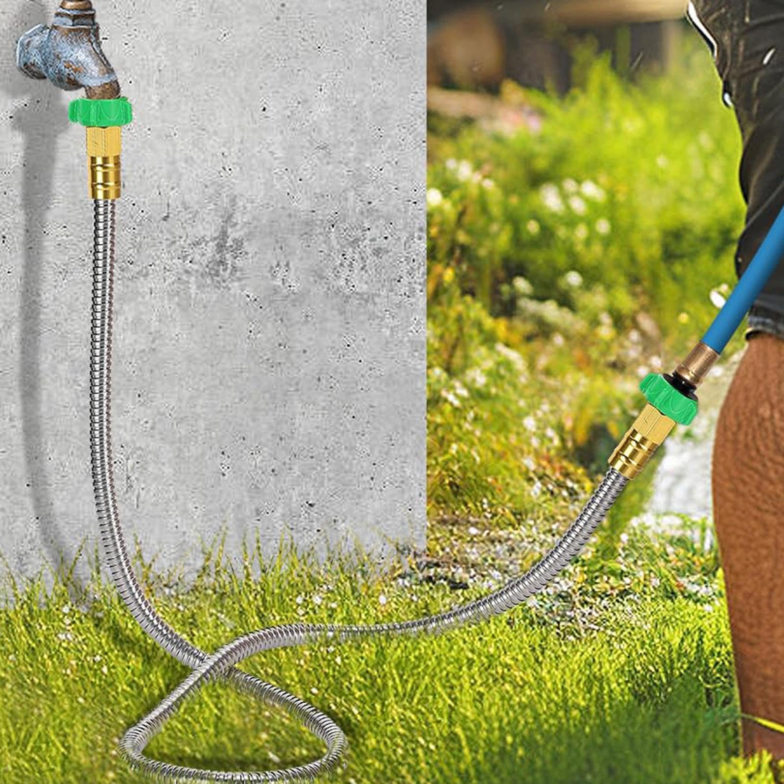 Tubo da giardino corto – Tubo flessibile corto per acqua, tubo da giardino leggero con connettore femmina a femmina per irrigazione da giardino all'aperto