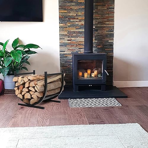 Miniatura 9 de GREEN PARTY Estante para leña  Estante de leña para interiores y exteriores de 20 pulgadas para chimenea, leña y accesorios de estufa de leña (negro)