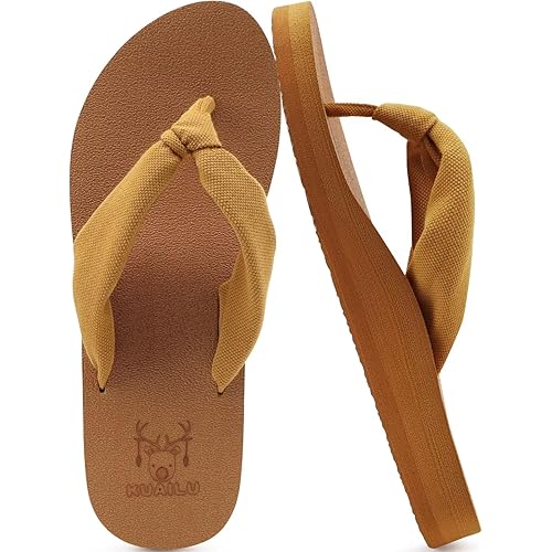 KuaiLu Flip Flops for Women with Arch Support Yoga Mat Comfortable Summer Beach Walking Thong Cushion Sandals Slip On Indoor Outdoor