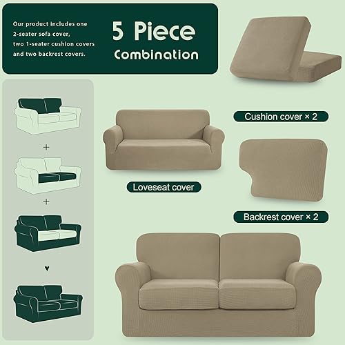 Vista 209 de CHUN YI - Funda elástica para sillón (3 piezas), funda para sofá de 1 plaza con un respaldo y cojín separado con banda elástica, tela jacquard