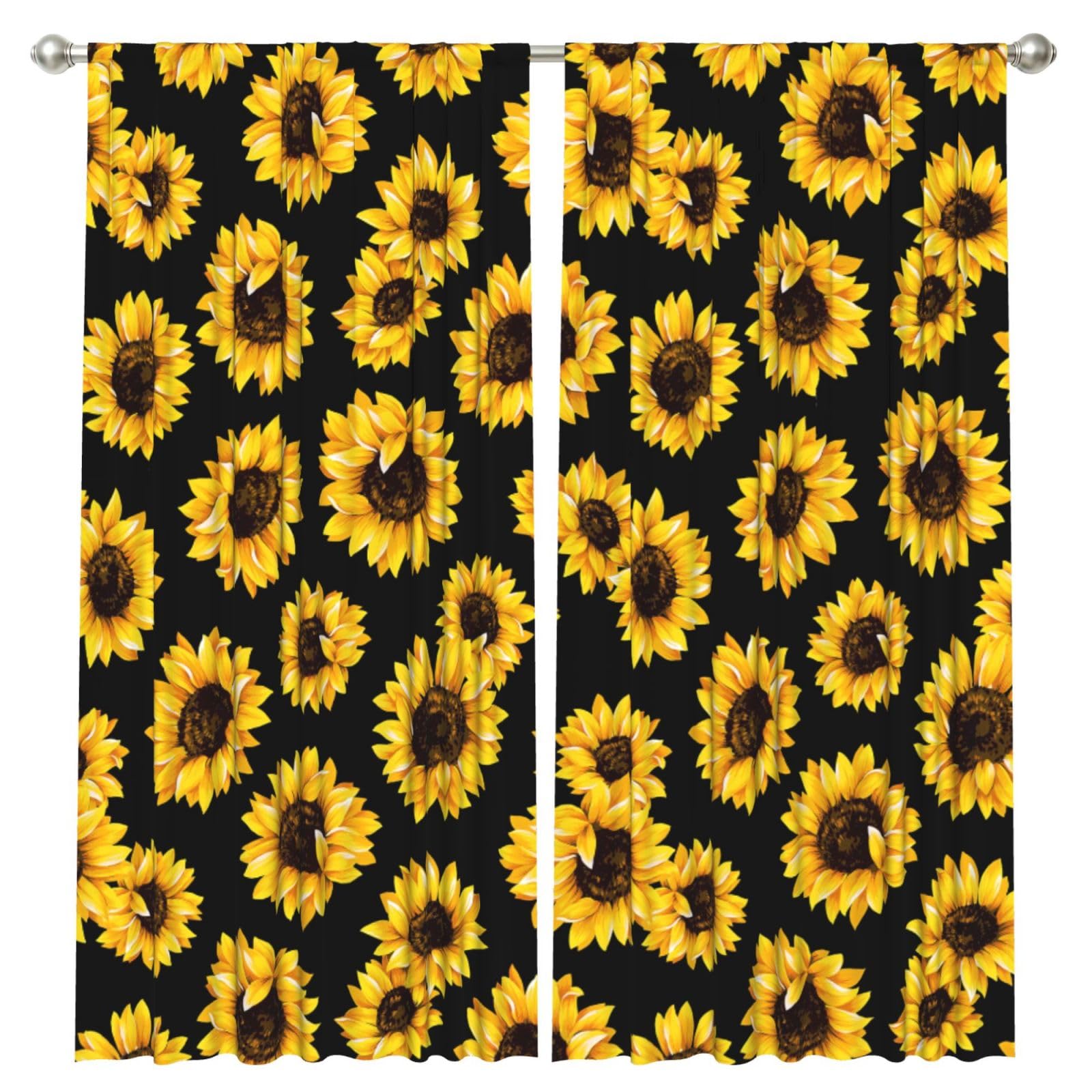 InOmak Sunflower, 2 Panels Window Curtains 52 x 84 Inch Blackout Curtains for Living Room Bedroom
