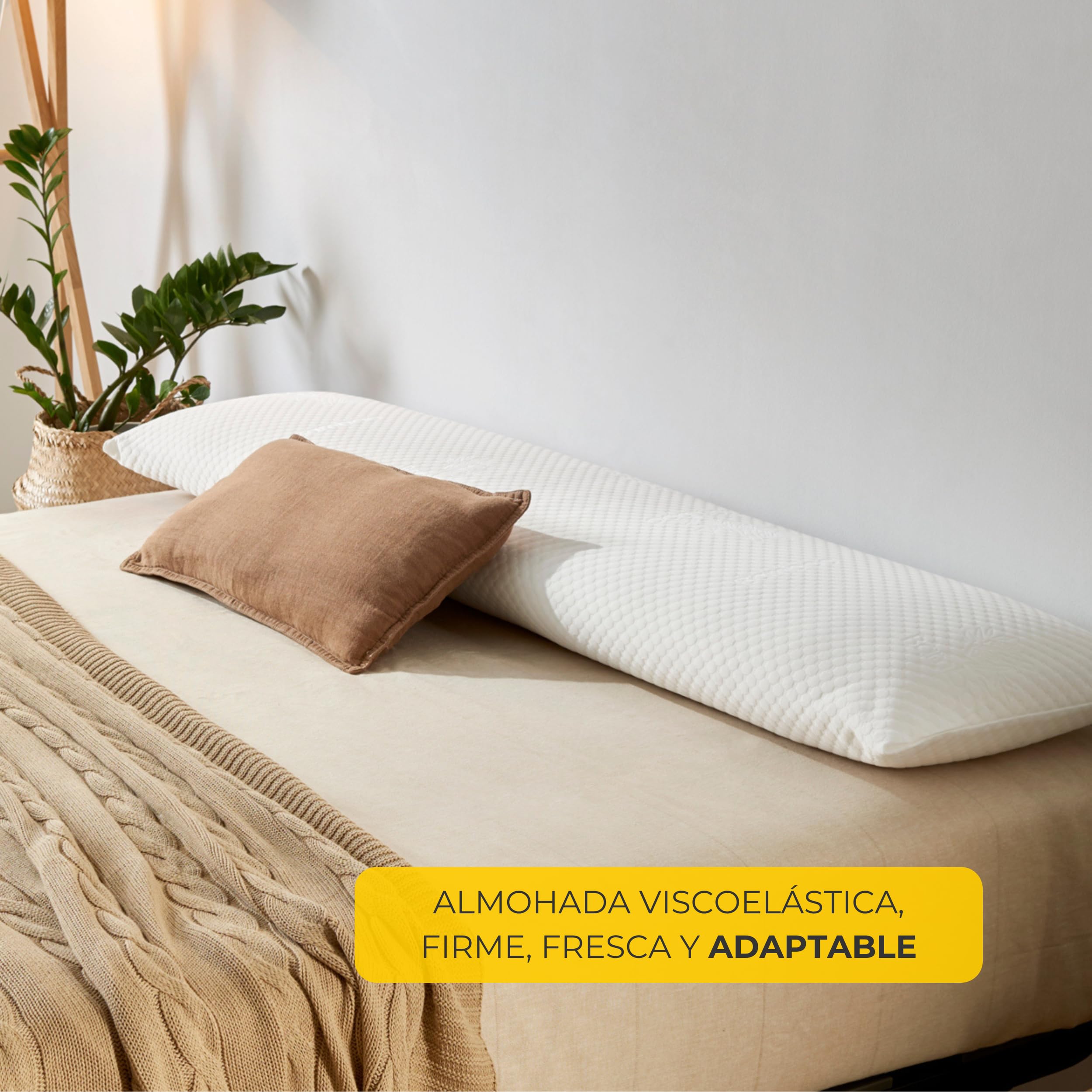 DESCANSIN - Almohada Viscoelastica Aloe Vera | Calidad y Firmeza para Problemas Cervicales | Almohada Viscoelastica Buena y Duradera | Doble Funda De Aloe Vera Fácilmente Extraíble y Lavable (120cm)