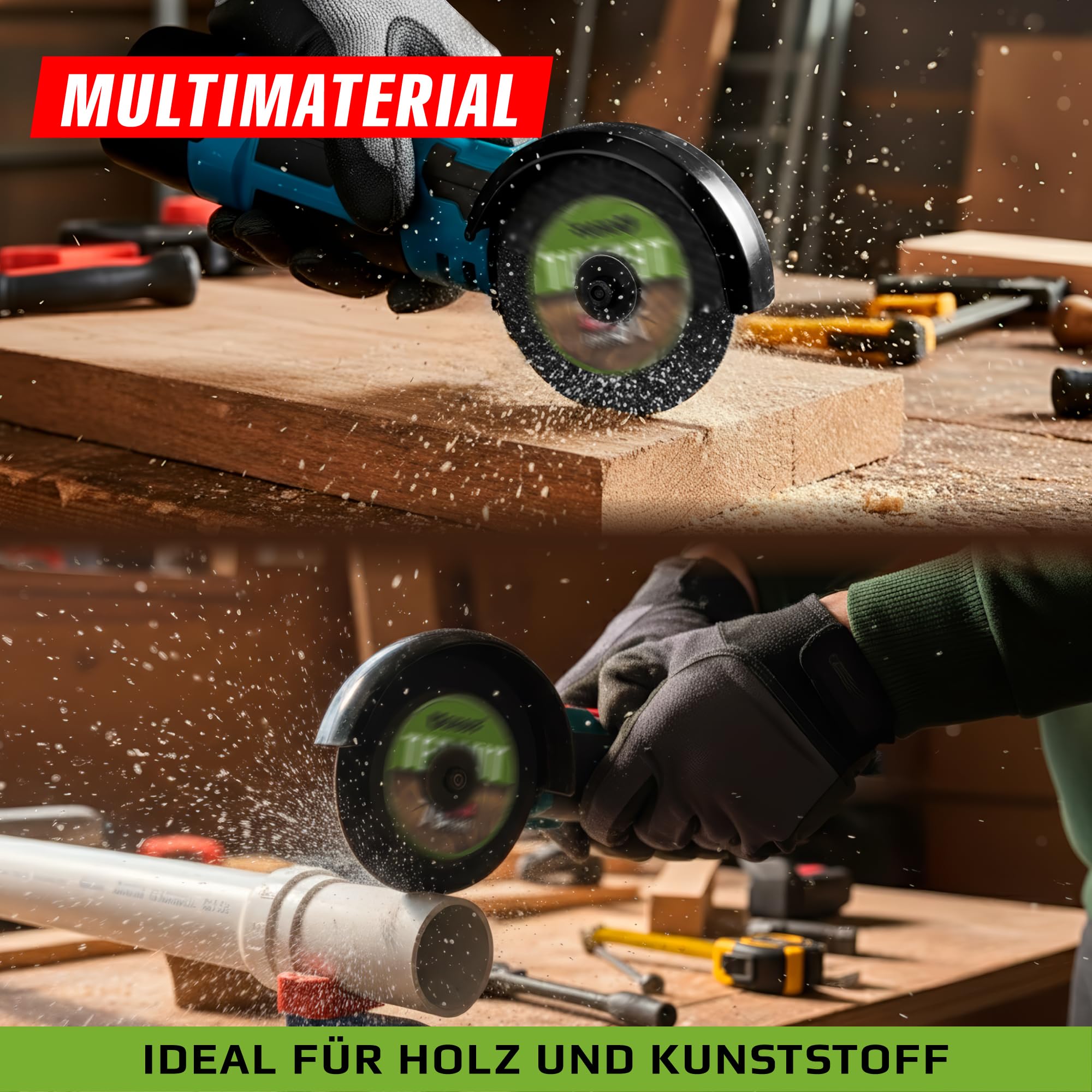 GRAFF Termit 76mm Mola da Taglio per Legno e Plastica Legno Laminato Cartongesso - Carbide Multi Wheel per Smerigliatrice Angolare - Disco da Taglio Legno 76 mm