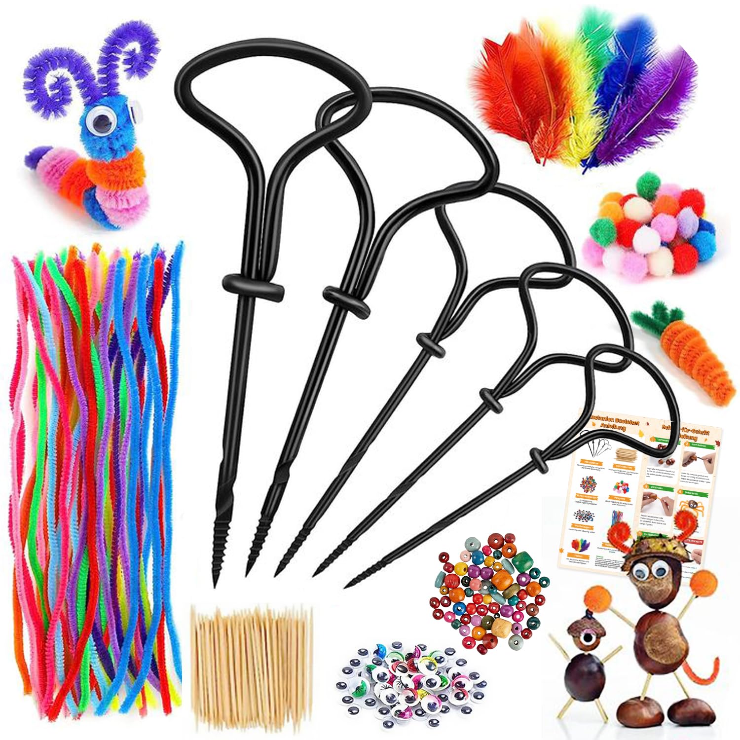 ECtury 346-tlg Kastanienbohrer kinder Set, 1.5-5mm Bastelset Herbst