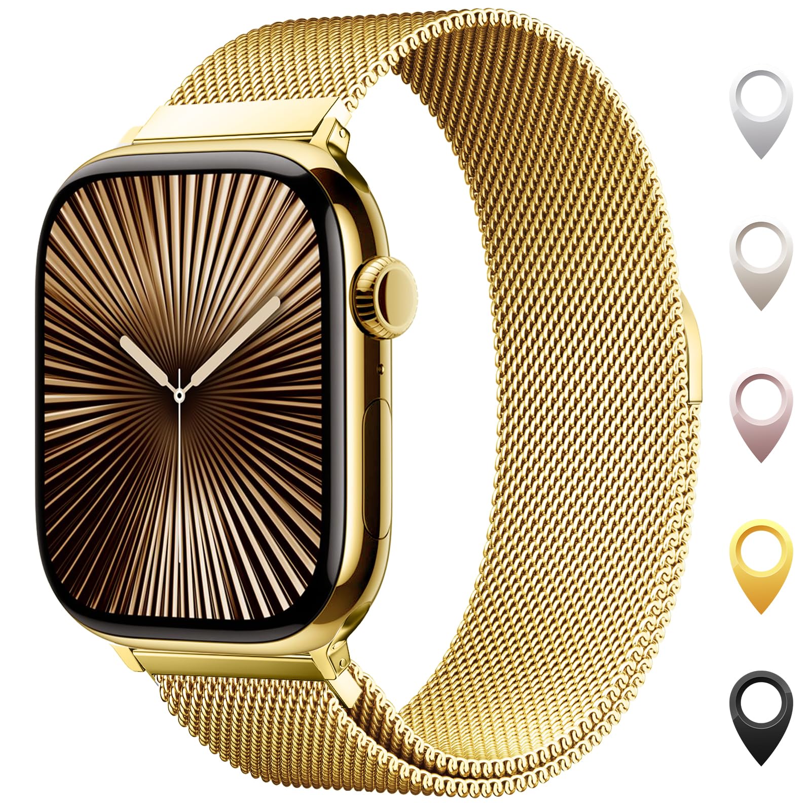 Original Milanaise Ersatzarmband Kompatibel mit Apple Watch Armband 40mm 42mm(Series 11 &10) 41mm 38mm, Elegant Magnetische Metall Edelstahl Armbänder für iWatch Series 11 10 9 8 7 6 5 4 3 SE 3/2/1