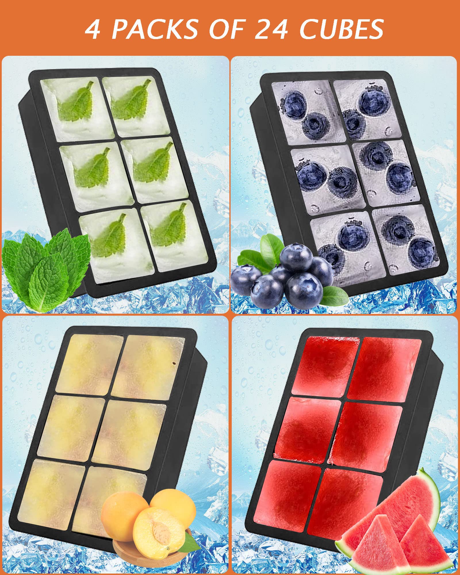 Lot De 2 Grands Bacs à Glaçons En Silicone à 12 Compartiments