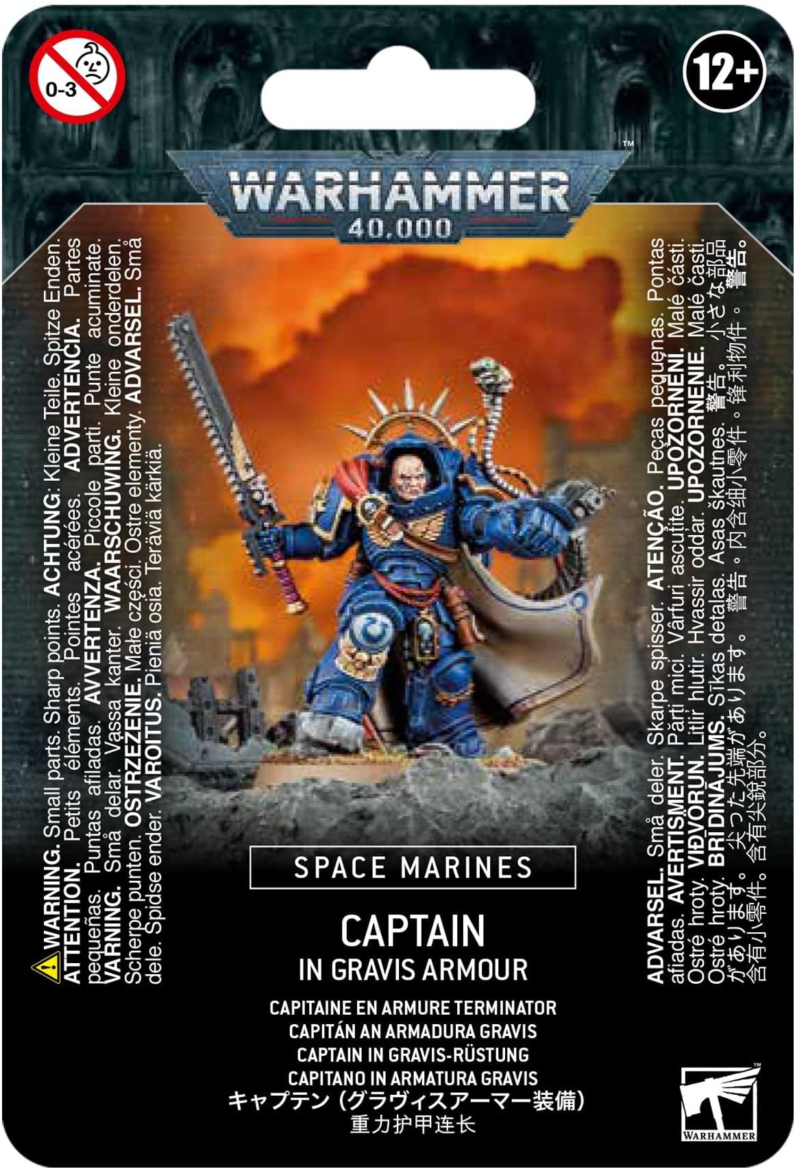 Games Workshop 48-70 Warhammer 40k - Space Marine Primaris Captain in Gravis Armour, Black