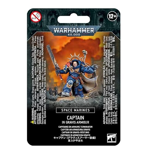 Games Workshop 48-70 Warhammer 40k - Capitán Primaris de Marina Espacial en Gravis Armour, Negro