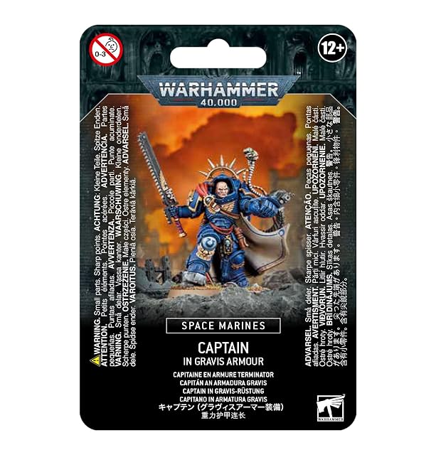Games Workshop 48-70 Warhammer 40k - Capitán Primaris de Marina Espacial en Gravis Armour, Negro