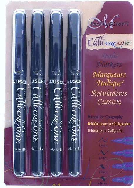 Manuscript Calli Creative Calligraphy Marker Pens Black Set of 4