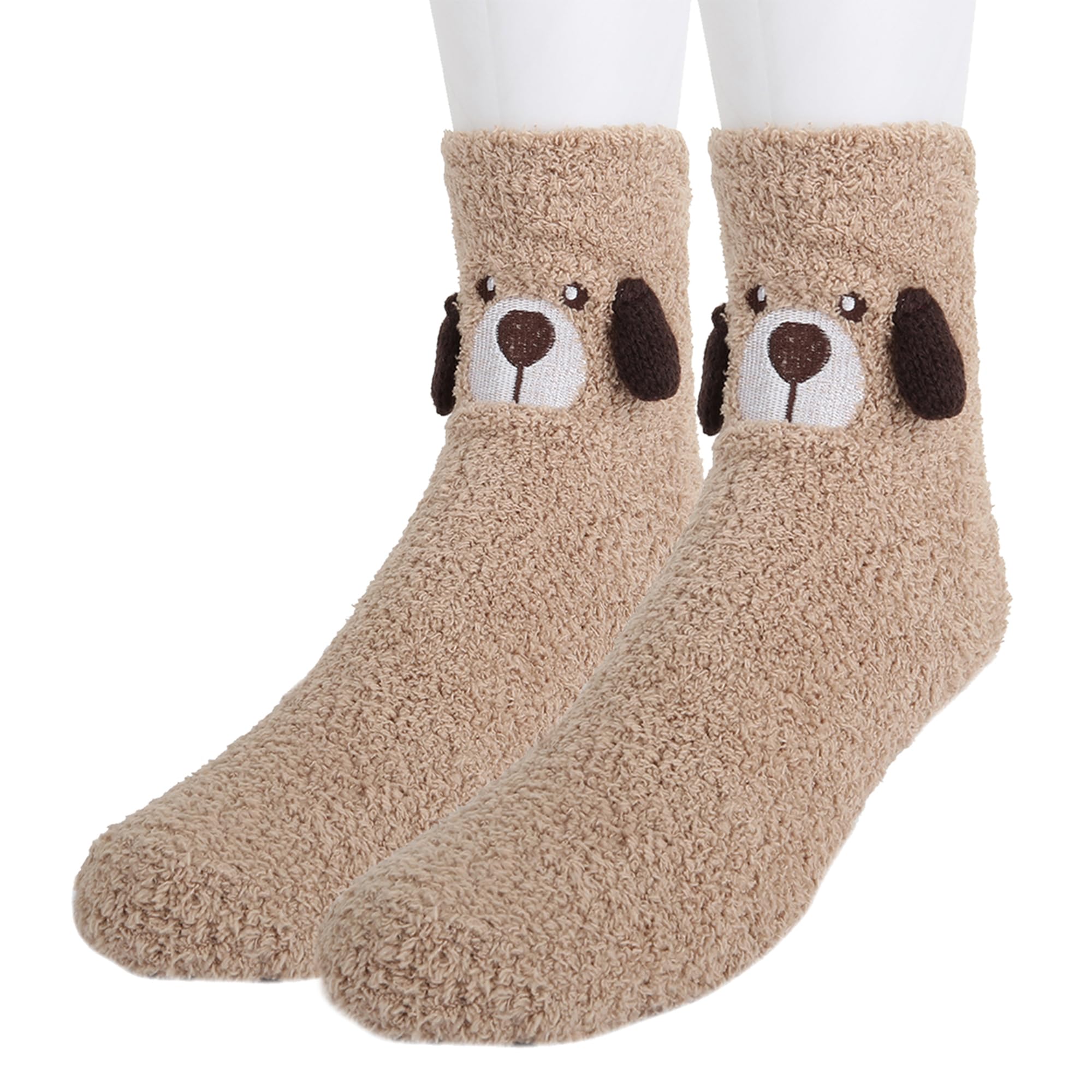 Benefeet Mens Fuzzy Slipper Socks - Fluffy Plush Cozy Sleeping Socks, One Size, Coral Fleece, Dog Pattern