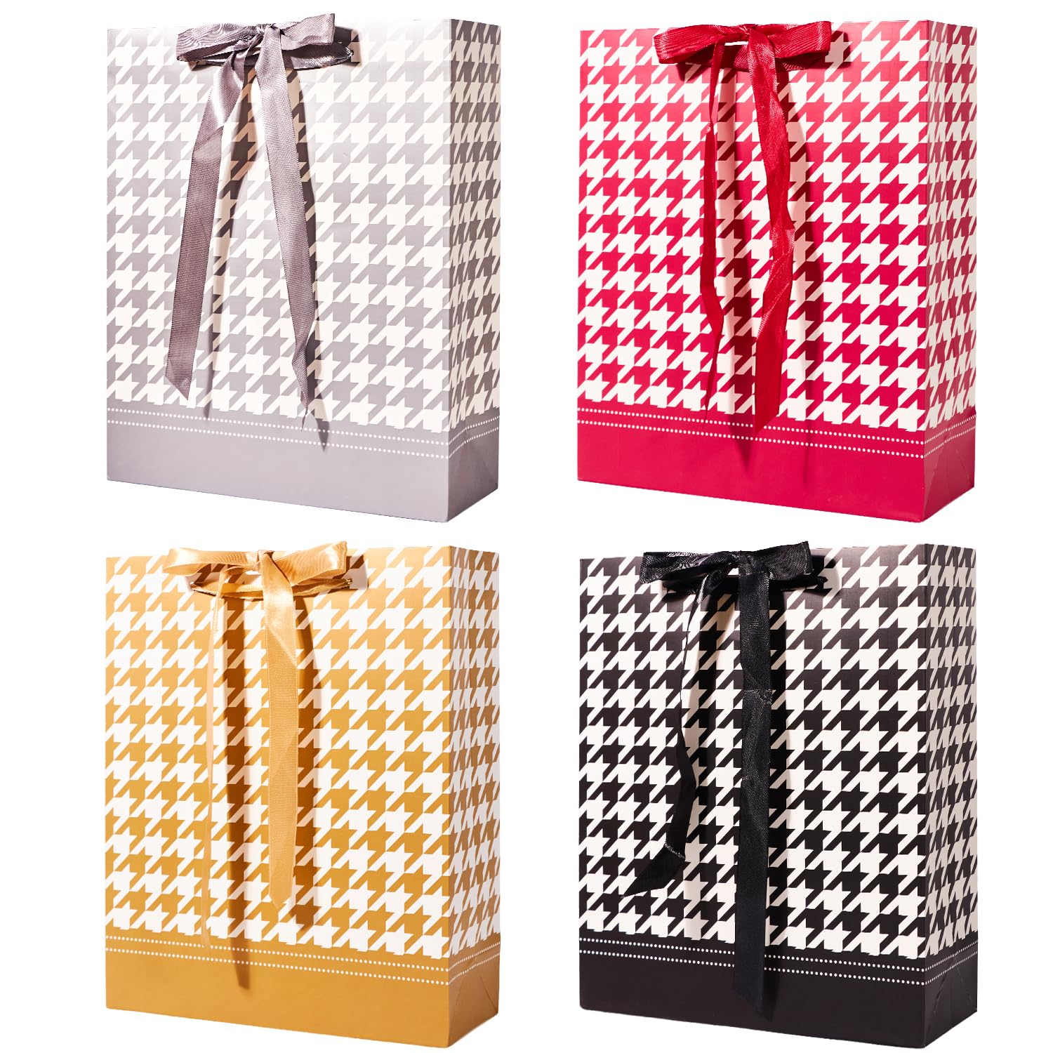 Gift Bag for Presents,4 Pack 12.6'' Large Size Paper Bags with Ribbon Handle for Birthday,Christmas,Graduation,Anniversary, Wedding,Mother's day,ALL OCCATION
