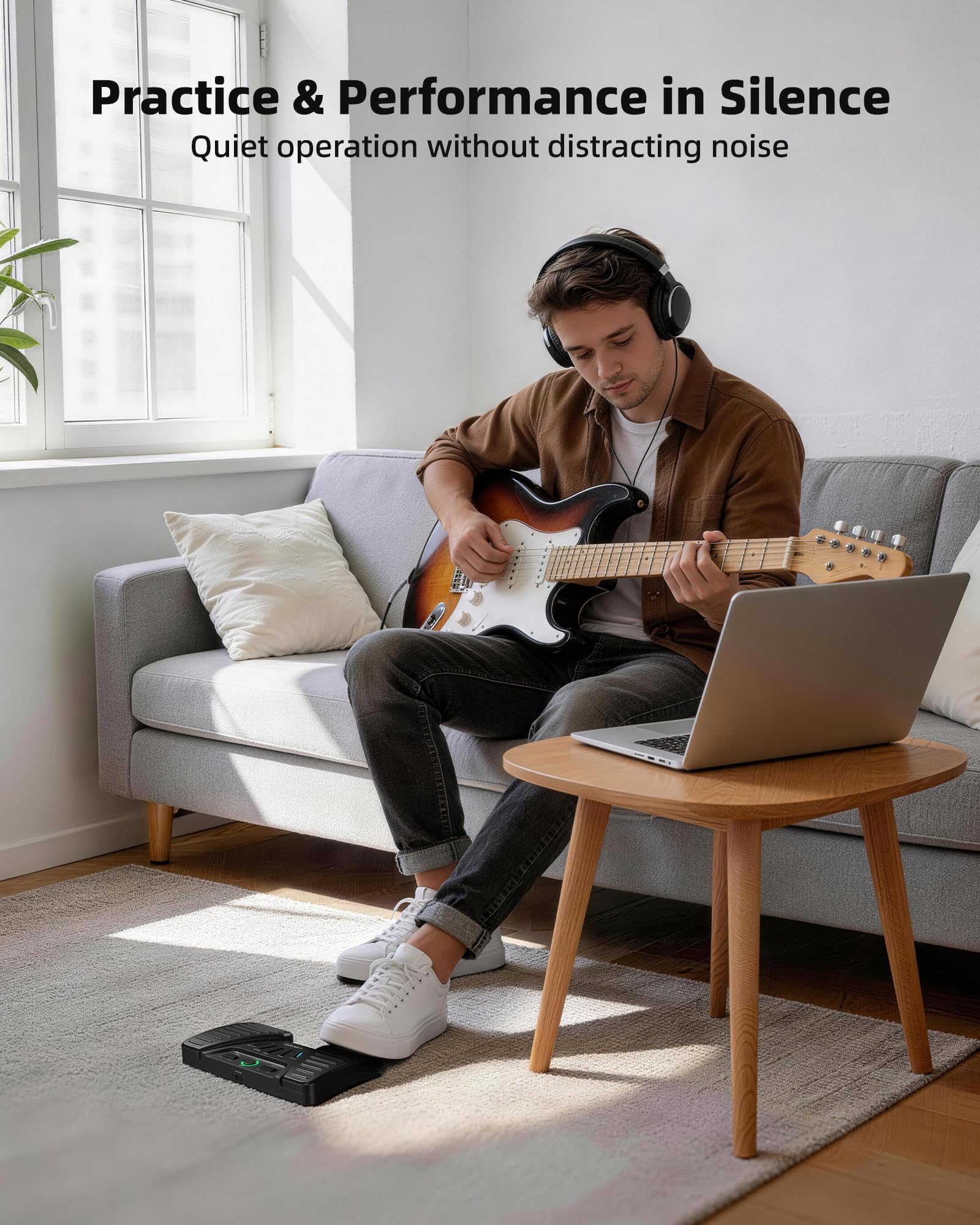 LEKATO Bluetooth Page Turning Pédale sans fil, tourne-page Bluetooth, contrôleur d'application rechargeable pour téléphone, tablettes, portable, 5 modes, pédale pour jouer des instruments ou inviter