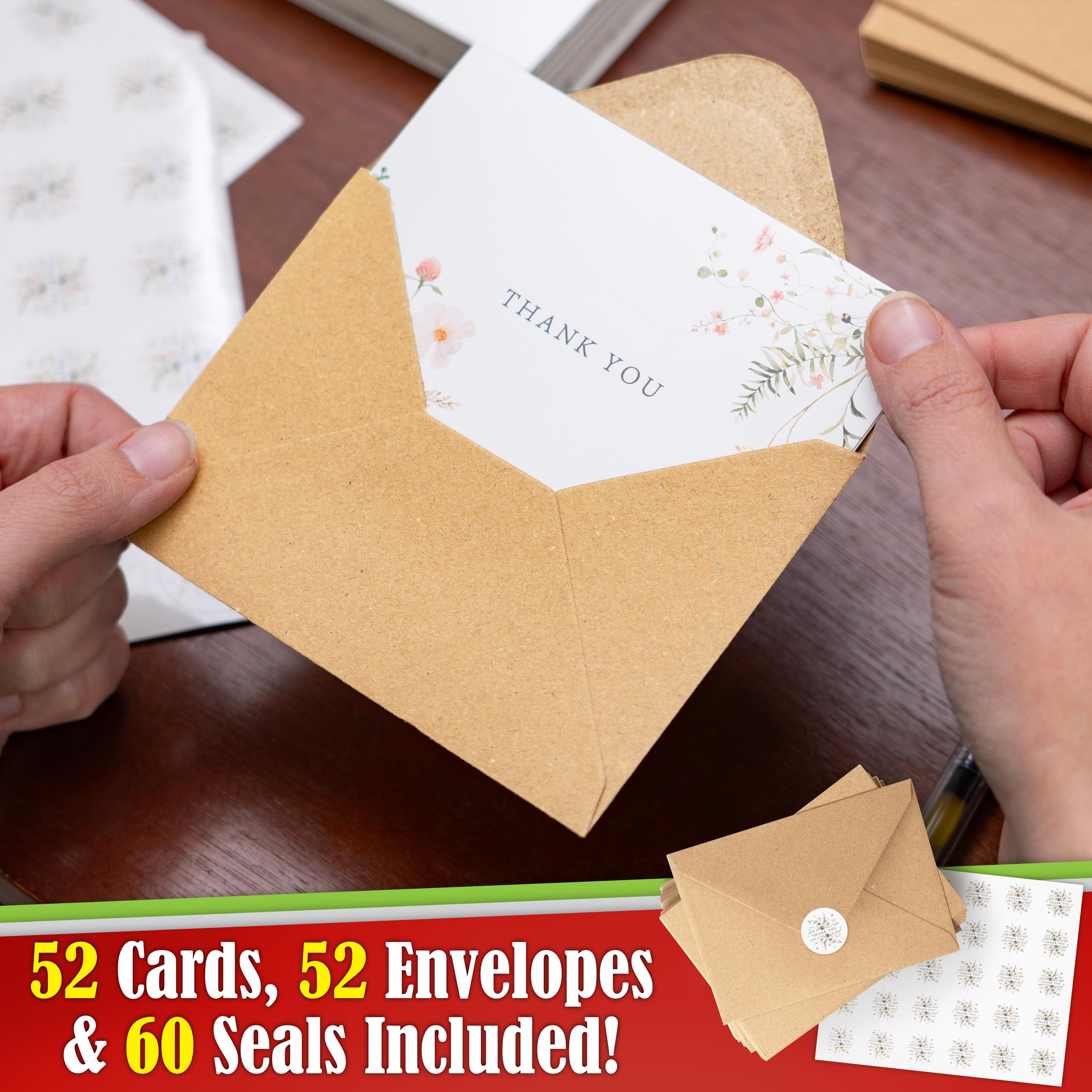 Deluxe Floral Birthday Cards Bulk Set - 24 Assorted Designs With Kraft Envelopes & Stickers