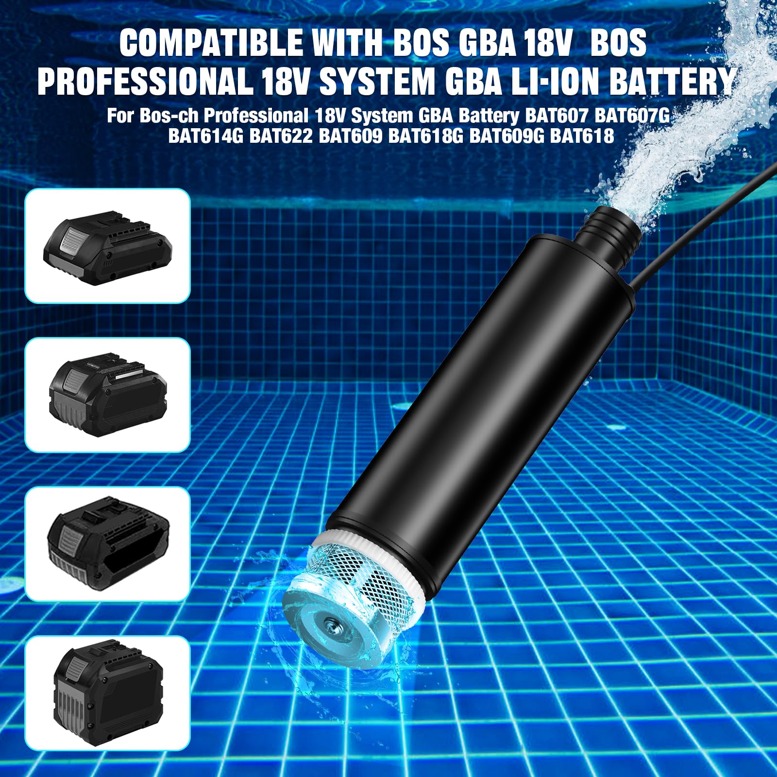 CPROSP Bomba de sumidero compatible con batería Bosch GBA de