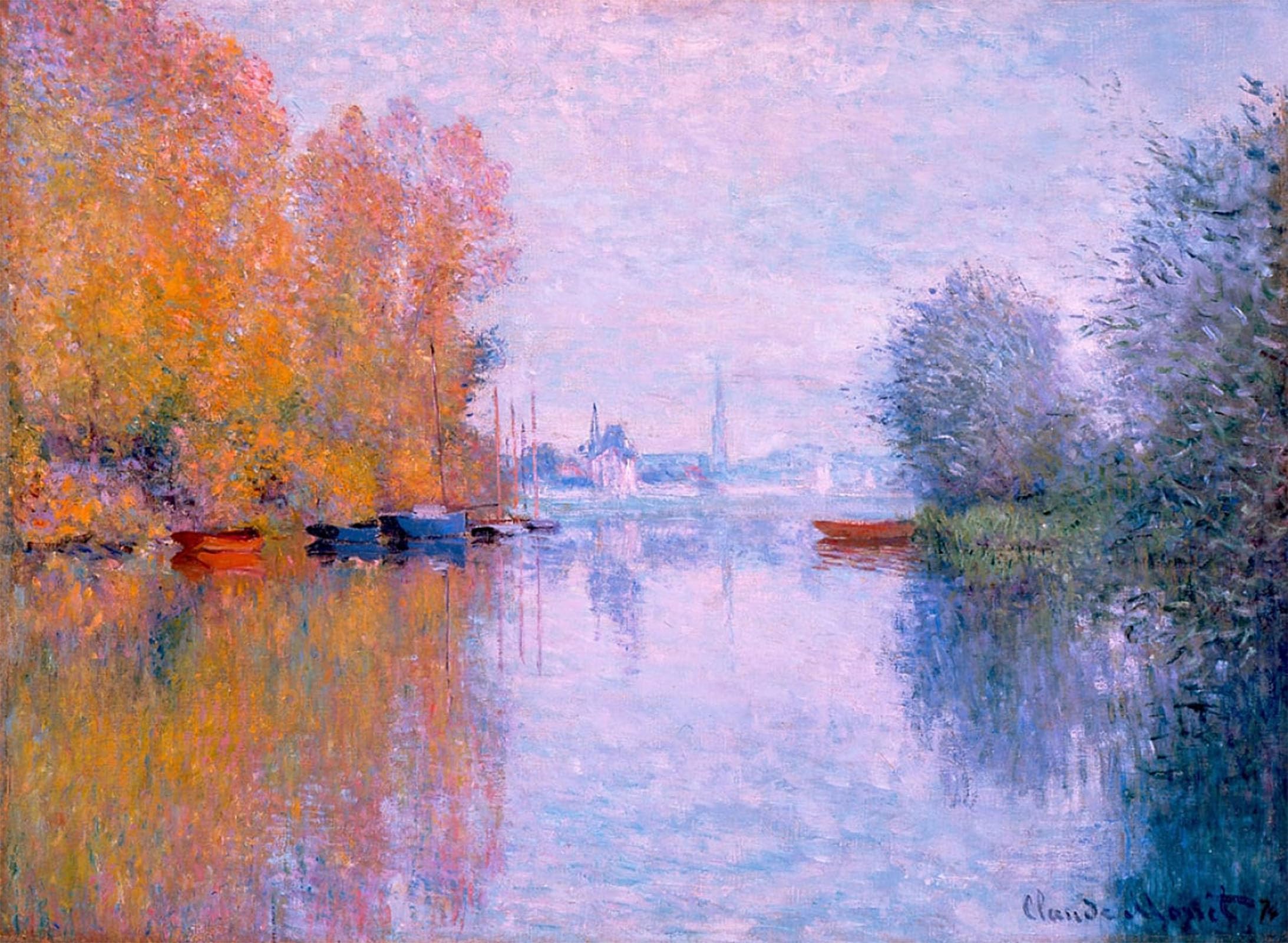 SERENDIPITP Retro Picture Poster Wall Art Pictures Painting Autumn on the Seine Argenteuil by Claude Monet Wall Art Canvas Print for Wall Decor 60x90cm