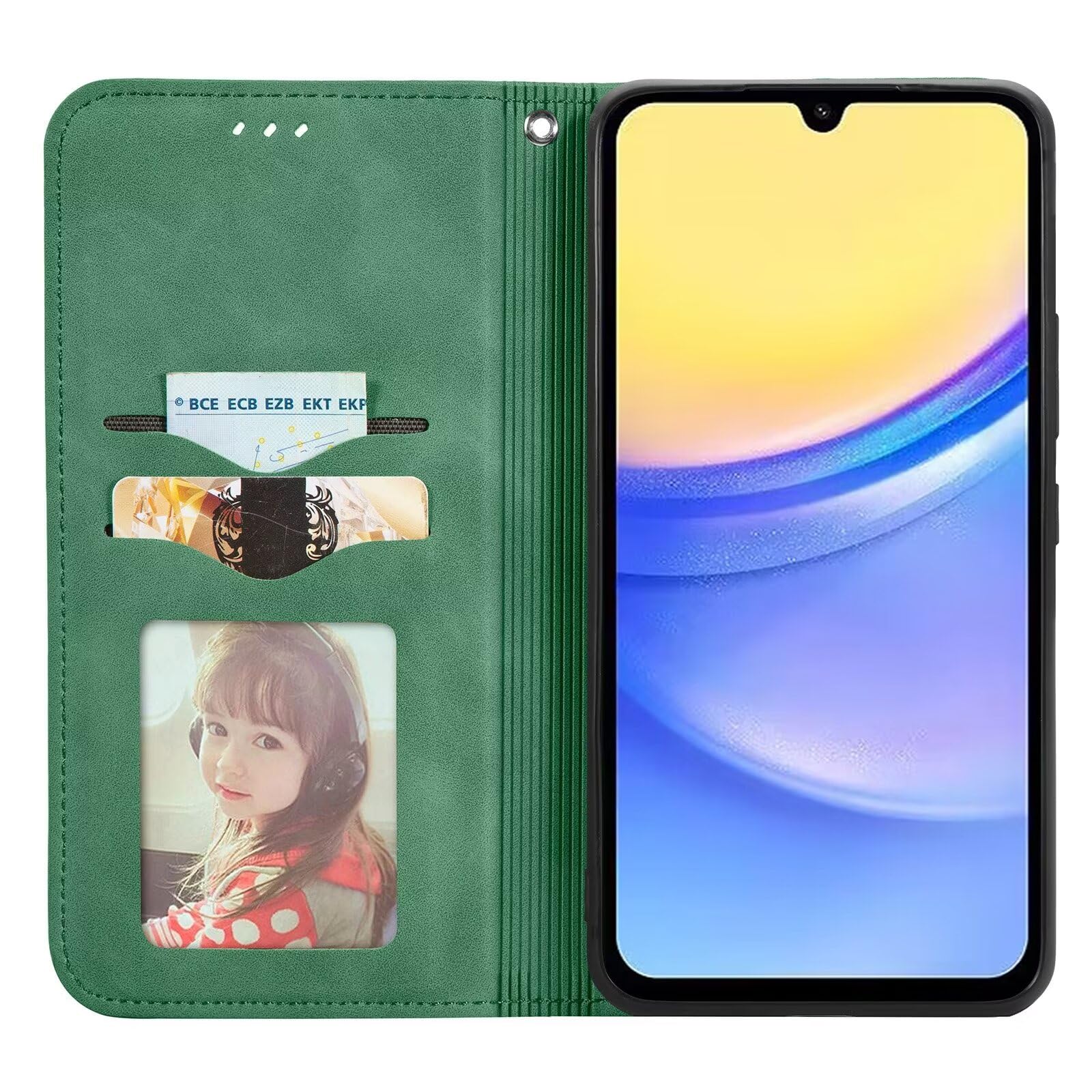 For Motorola Moto G54 5G Case Leather Flip Case Wallet Notebook Flip Folio Stand View Protection ShockProof Magnetic Closure Cover with Card Holder ID Slots Protective Phone Case,Green - Image 2