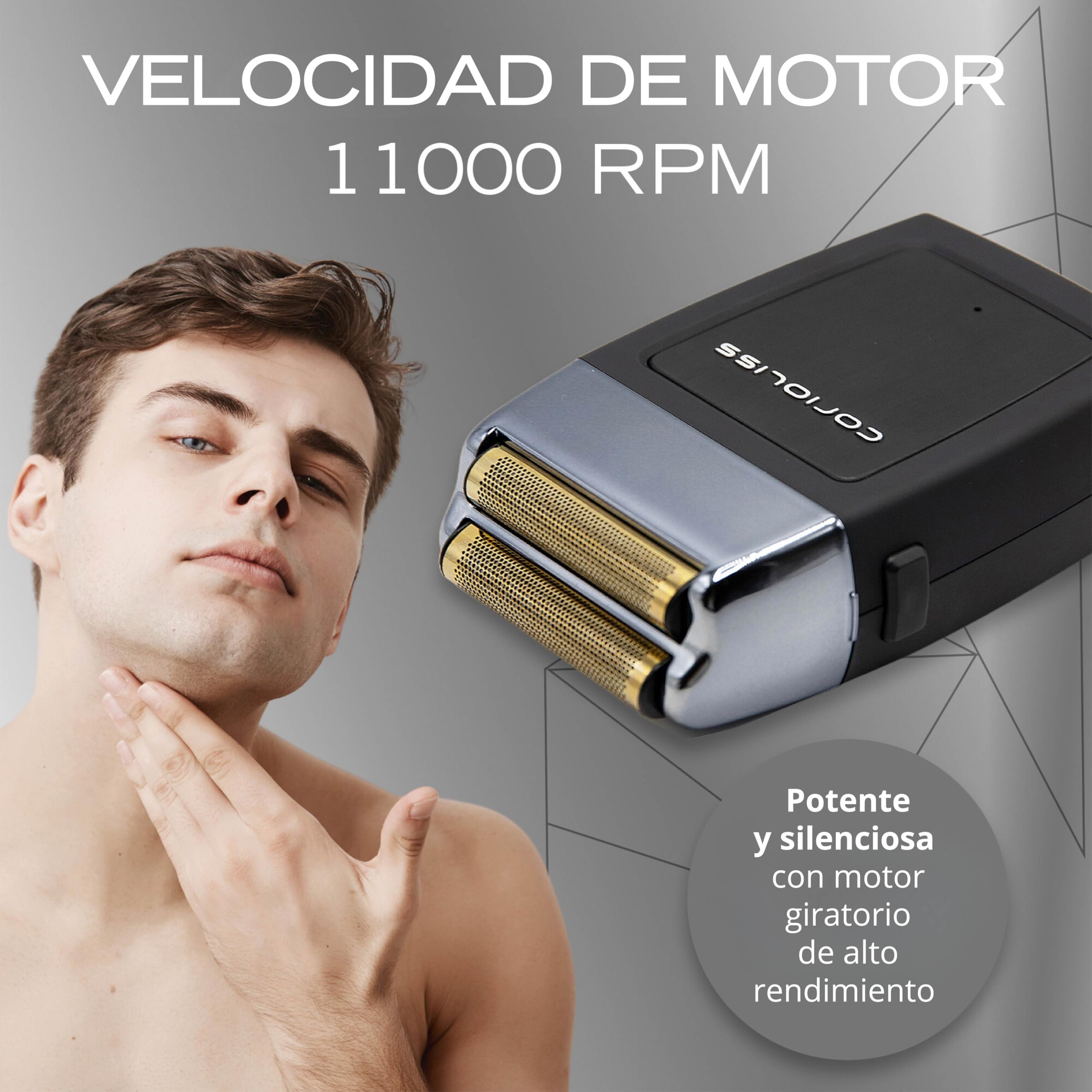 Corioliss The Shaver | Afeitadora Electrica Profesional | Láminas Titanio | Afeitado Preciso Hombre | Barba y Cabeza | Recargable | Batería 1,5 horas uso