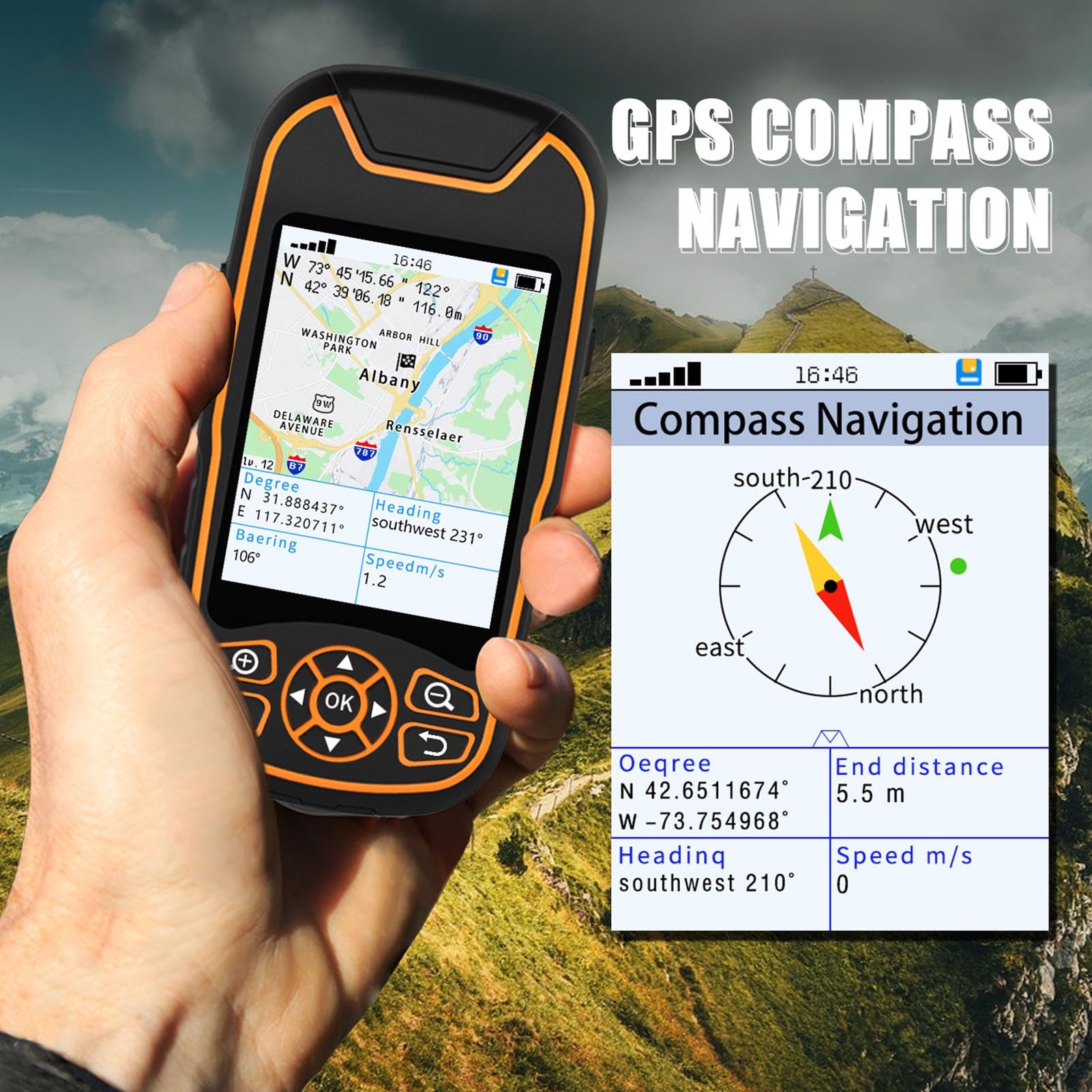 SEAFRONT Navegador GPS de Mano GPS GNSS Instrumento de Topografía Terrestre 4 Modos Medidor Terrestre Receptor GNSS Herramienta Topográfica para Medición de Distancia en áreas de