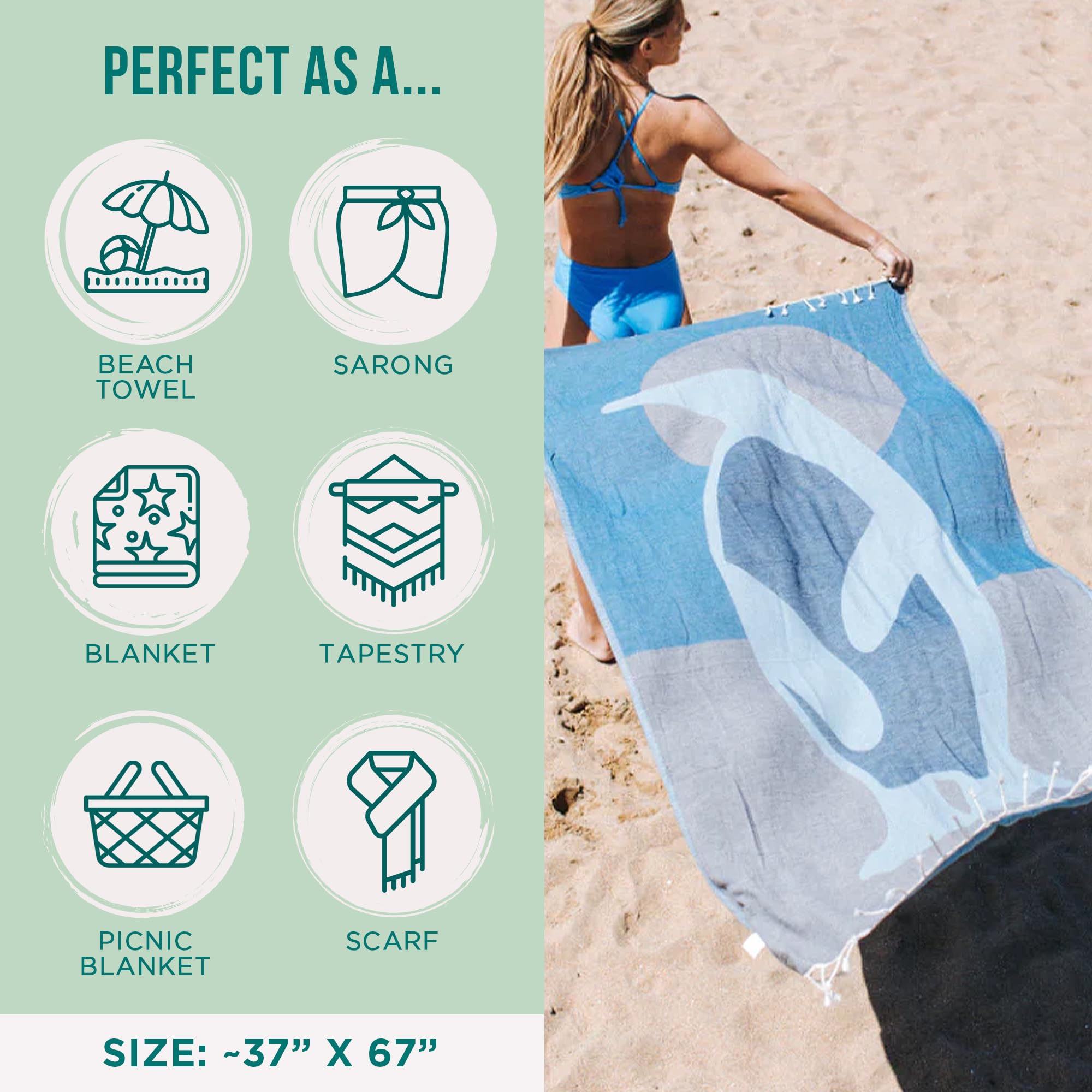 Amazon.com: Sand Cloud Turkish Beach Towel - Sand Resistant - 100