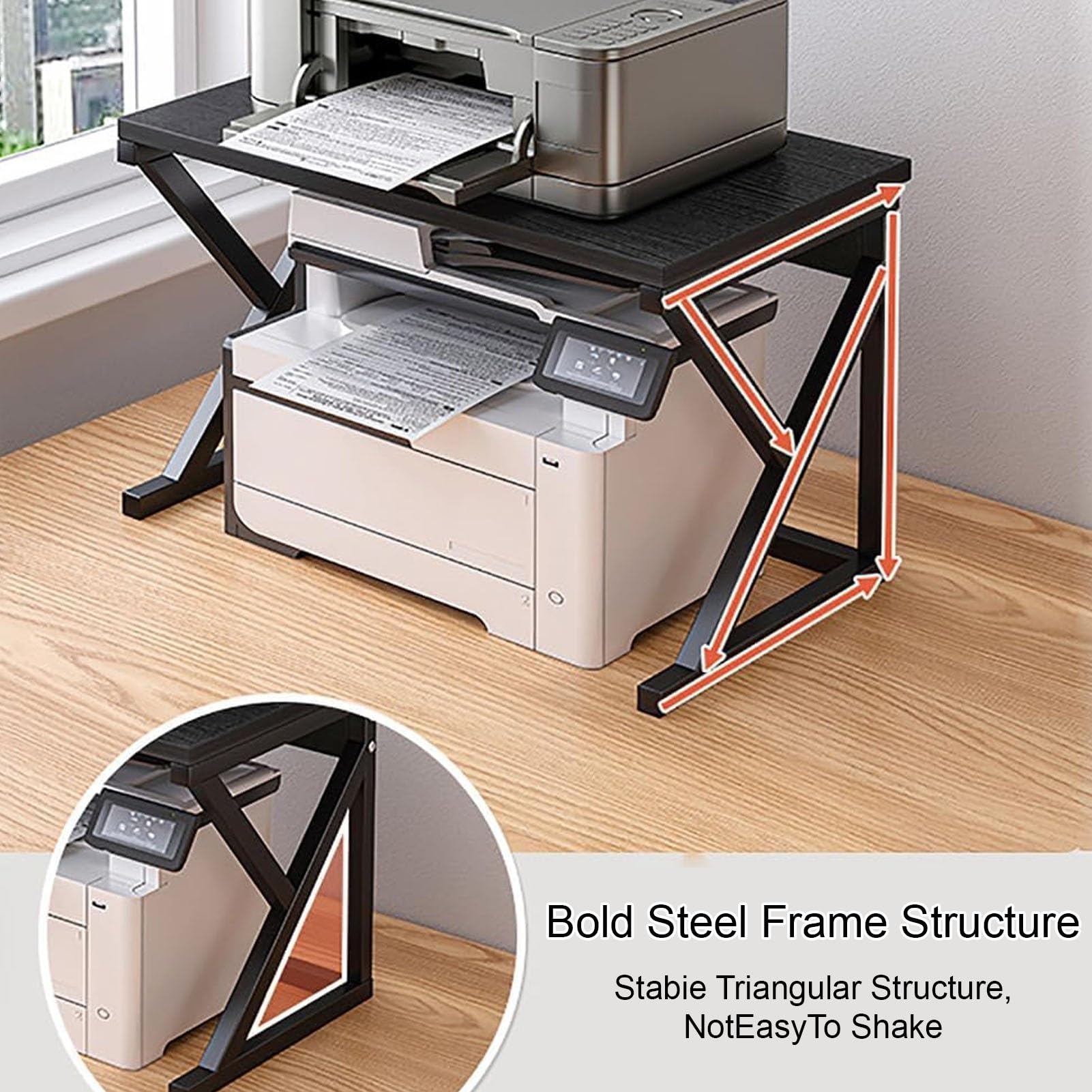 Soporte multifuncional para impresora, estante de pie con estante de almacenamiento para suministros de oficina, escáner, fax, libro de archivos, organizador compacto de escritorio