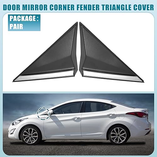 Miniatura 2 de Espejo de puerta delantera esquina guardabarros triángulo cubierta No.861903X000/861803X000 para Hyundai Elantra 2011-2014 plástico negro 1 par