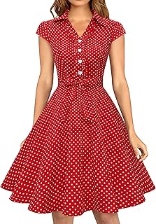 Women's 1950s Retro Rockabilly Dress Cap Sleeve Vintage Swing Dress - Buy now