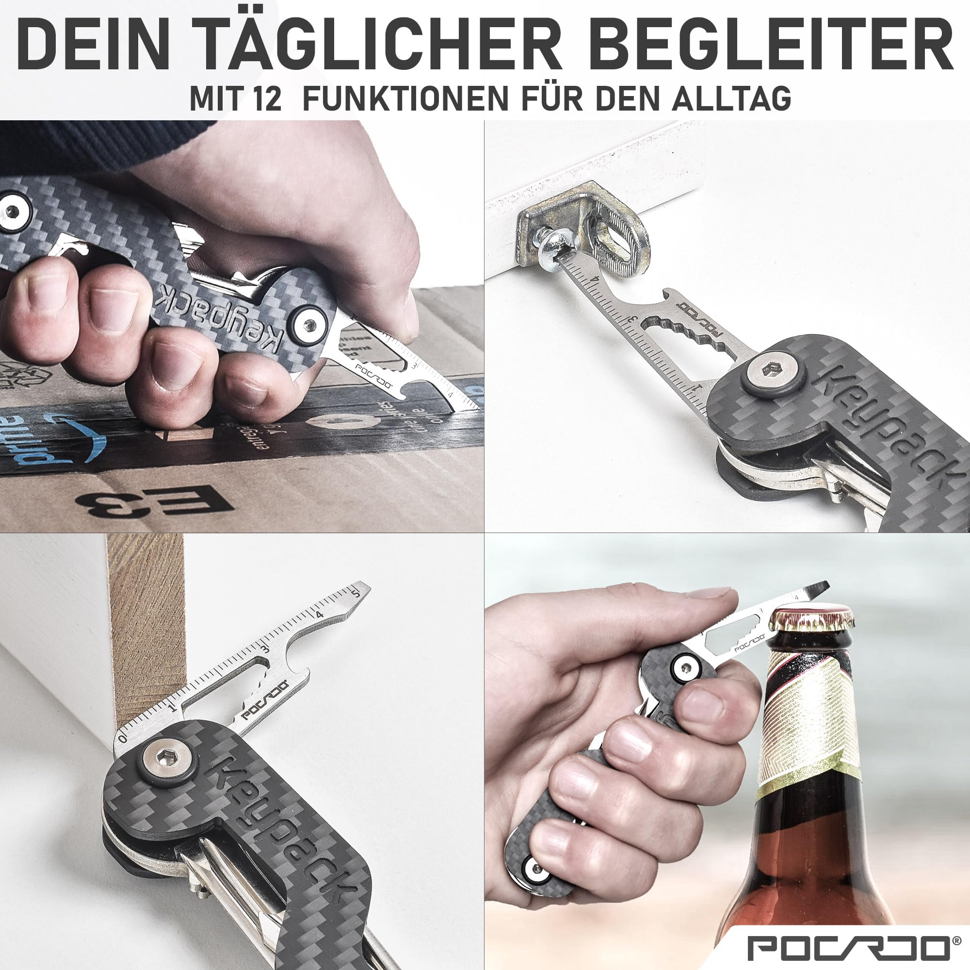 Key Organizer aus Carbon mit Multitool für bis zu 16 Schlüssel Schlüsselbund Etui Anhänger
