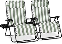 Vista 45 de Best Choice Products - Juego de 2 sillas reclinables y ajustables de malla y acero, sillas con sensación gravedad cero con cojines y bandejas Negro