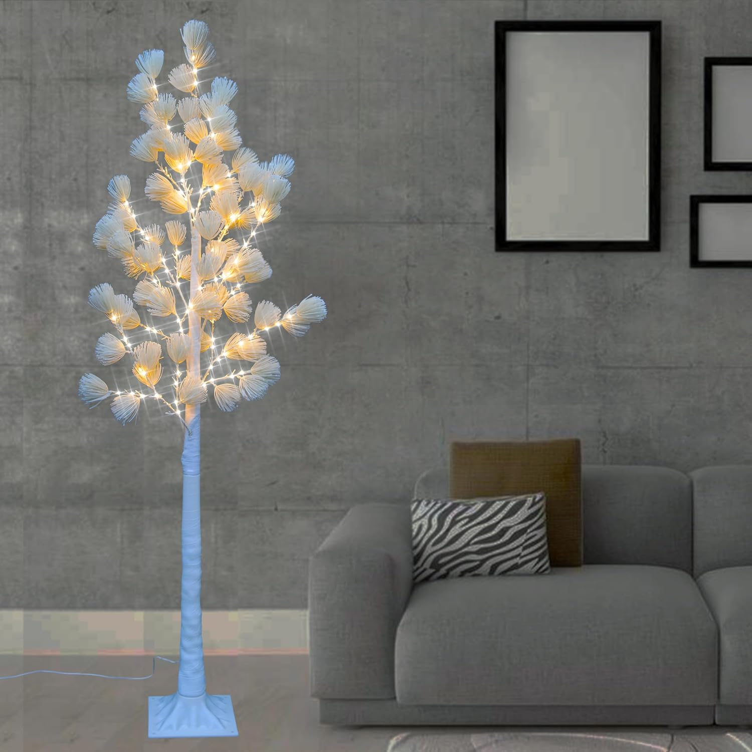 GiValue Artificial White Pine Tree Lighted Branches Flower