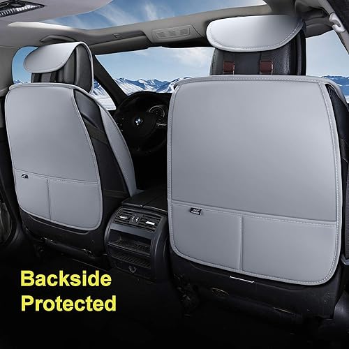 Miniatura 3 de INCH EMPIRE - Funda para asiento de automóvil, resistente al agua, de cuero sintético, para asientos delanteros y traseros, ajuste universal para la