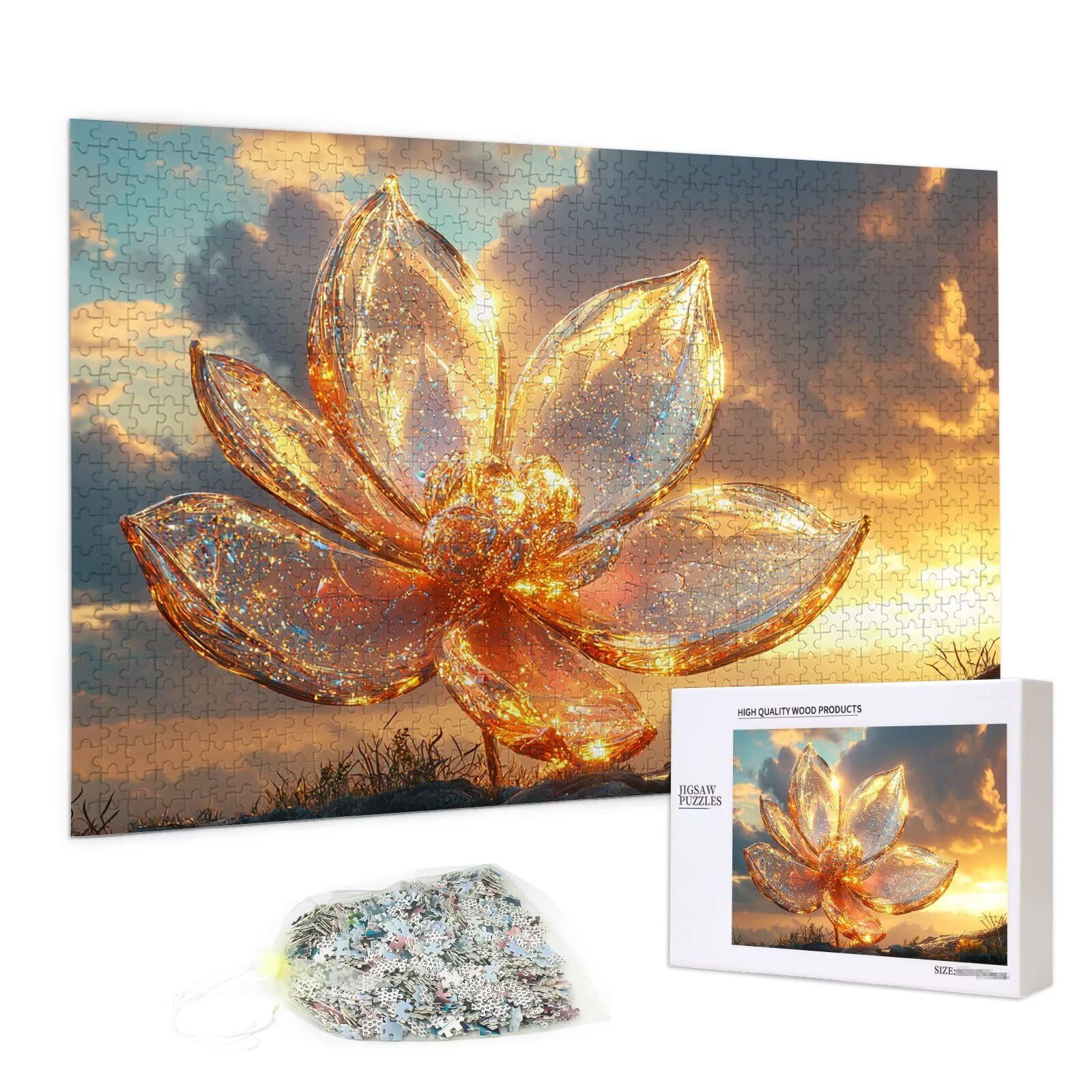 Puzzle 1500 Pezzi, Puzzle 1500 Pezzi per Adulti, Gioco Educativo Fai Da Te con Scatola Regalo per Adulti, Legno Spesso e Resistente, Impegnativi Rompecapo, Idea Regalo Donne e Uomo, Tema: Fiore, V-33