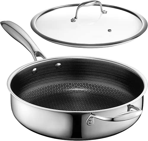 HexClad 3.3 Qt Hybrid Nonstick Deep Sauté Frying Pan &