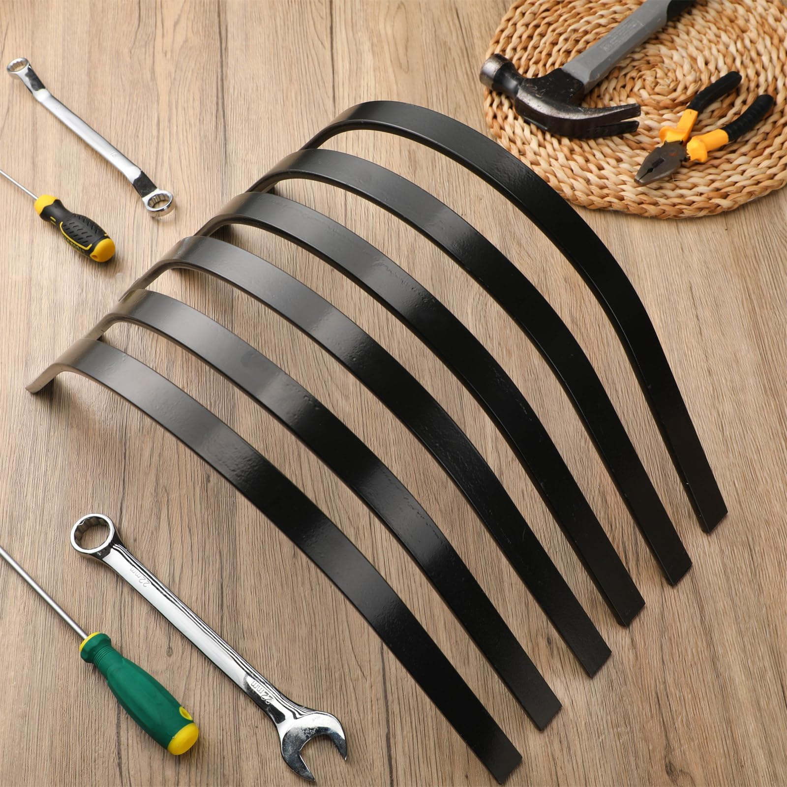 Blulu Lot de 24 dents de râteau Rock de 2,5 x 0,6 cm, un boulon de rechange pour râteaux paysagers, dents de râteau à palourdes traitées thermiquement, pour l'entretien et la restauration du matériel