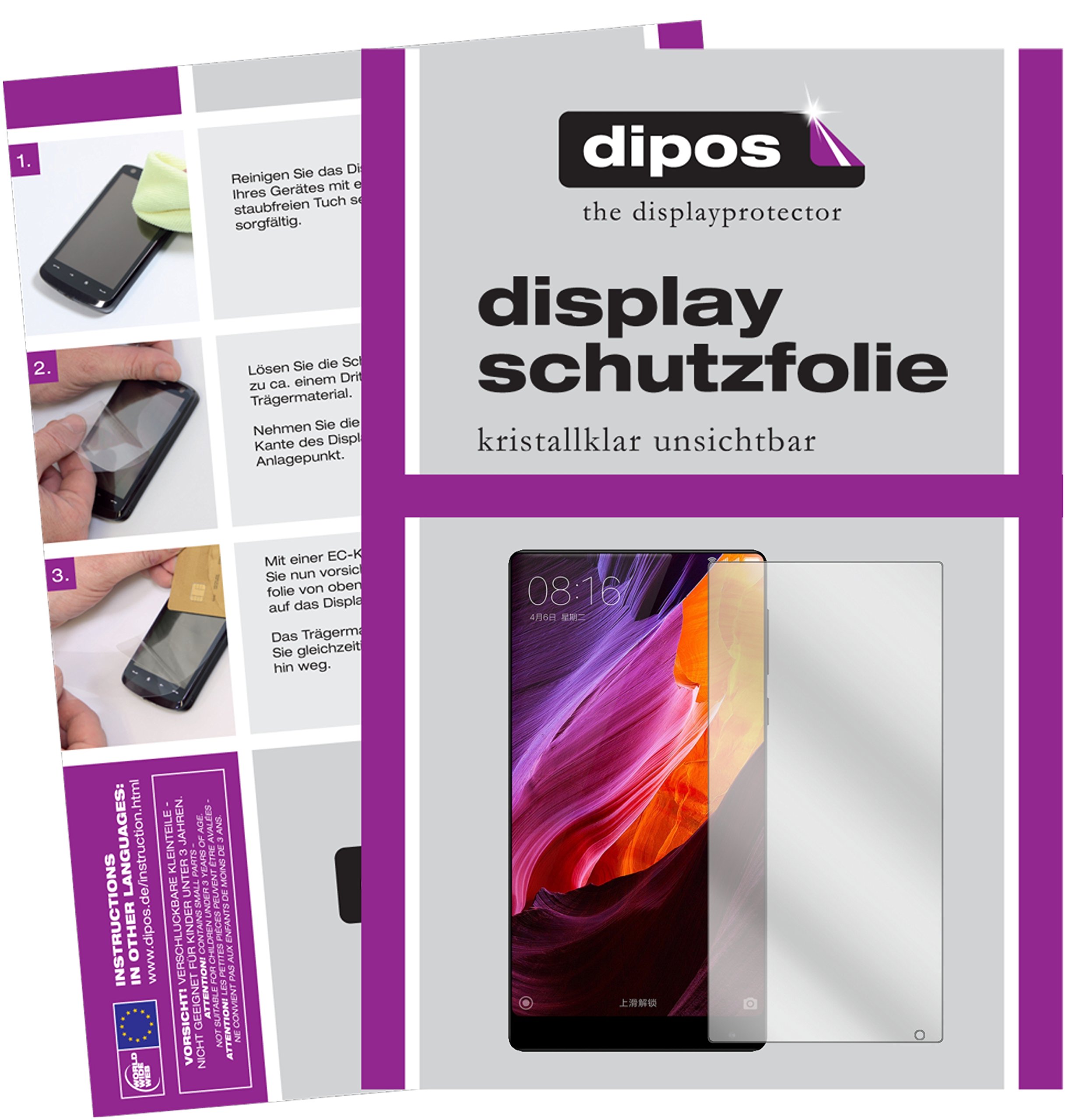 Dipos Displayschutzfolie Für Xiaomi Mi Max – 2 Stück, Kratzfest, Blasenfrei, Klar – Made In Germany