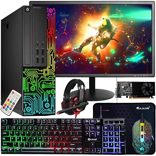 Dell Gaming OptiPlex Desktop RGB Computer PC, Intel Core i7, GeForce GT 1030 2GB GDDR5, 16GB RAM, 512GB SSD, 24 Inch HDMI Monitor, Keyboard Mouse and Headset, WiFi, Windows 10 Pro (Renewed)