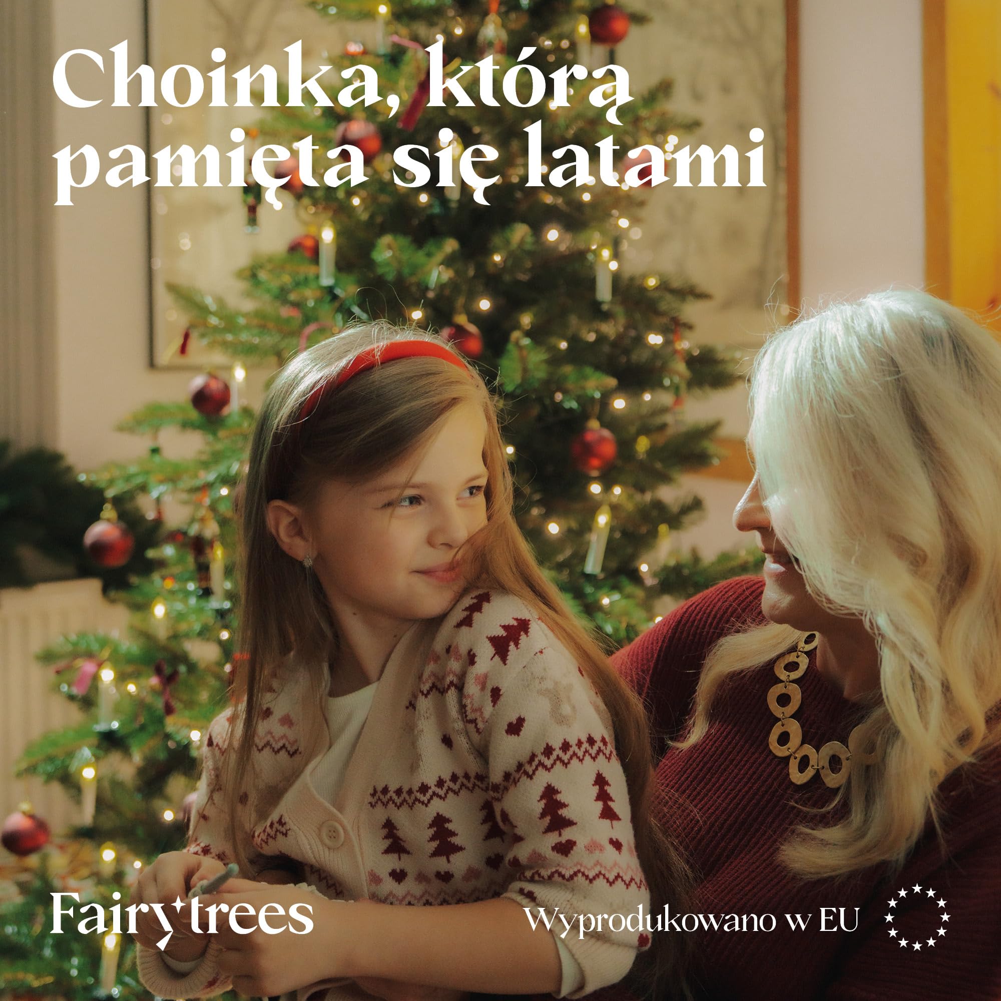 FairyTrees Choinka sztuczna – Jodła Nordmann, 180 cm, realistyczne gałązki PVC, drewniany stojak z jesionu, wyprodukowana w UE