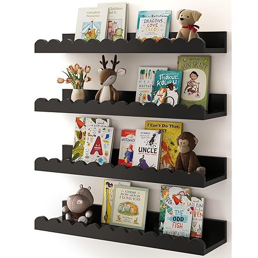 Shario Nursery Shelves (Black, 16.5 Inches)