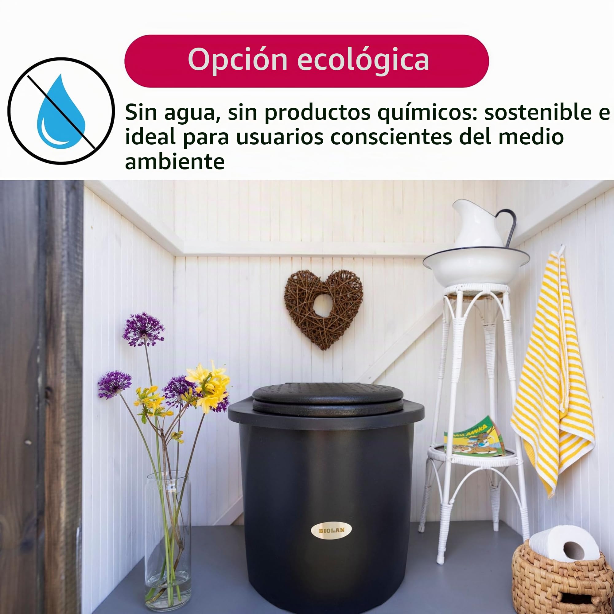Retrete seco Biolan Simplett: inodoro de Plástico, higiénico, sin necesidad de agua o electricidad