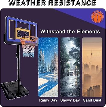 Portable Basketball Hoop with PC Backboard, Adjustable Height Basketball Hoop with Wheels, for Youth Teens Adults