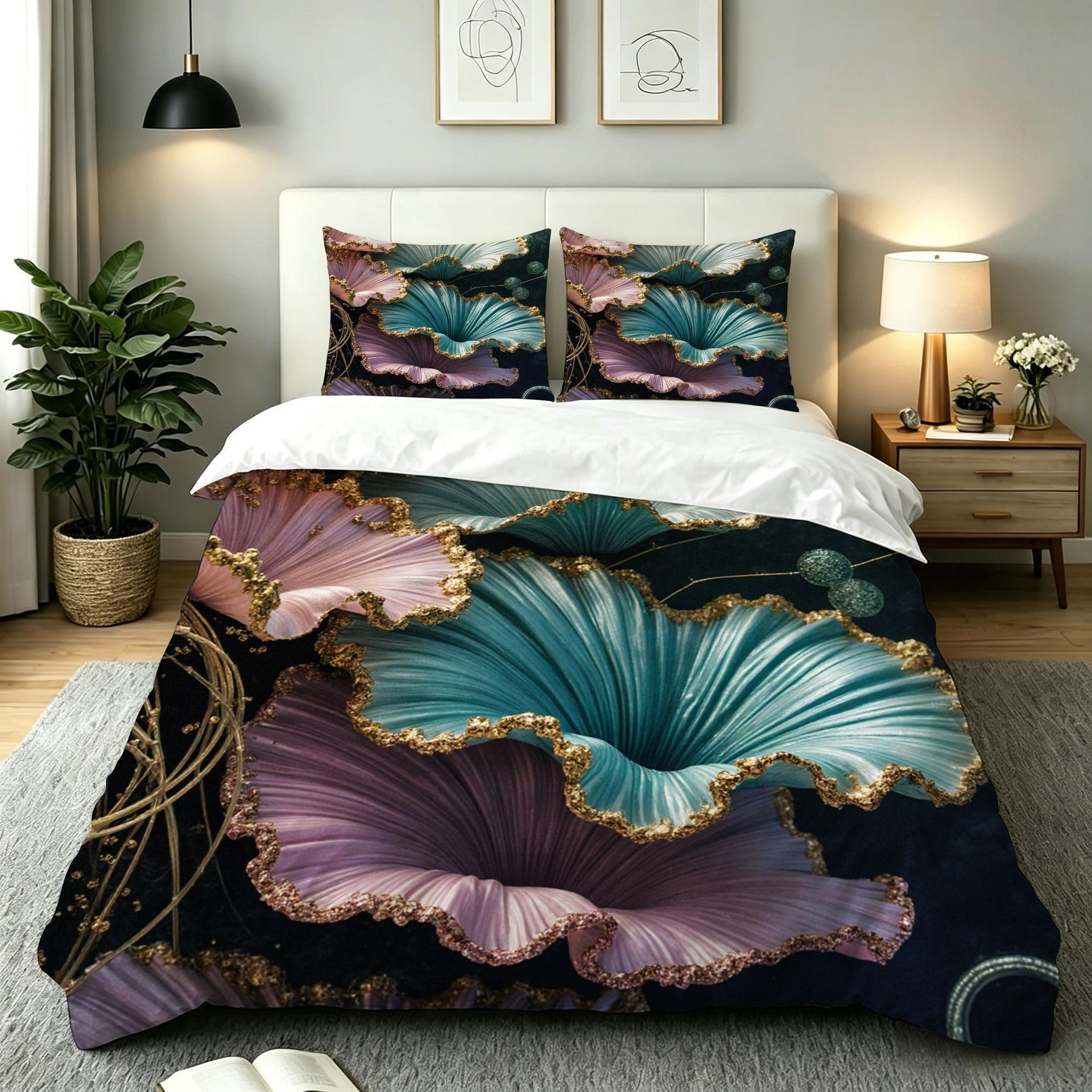 Housse de couette 140x200 tableau bleu pour une chambre d'enfant moderne