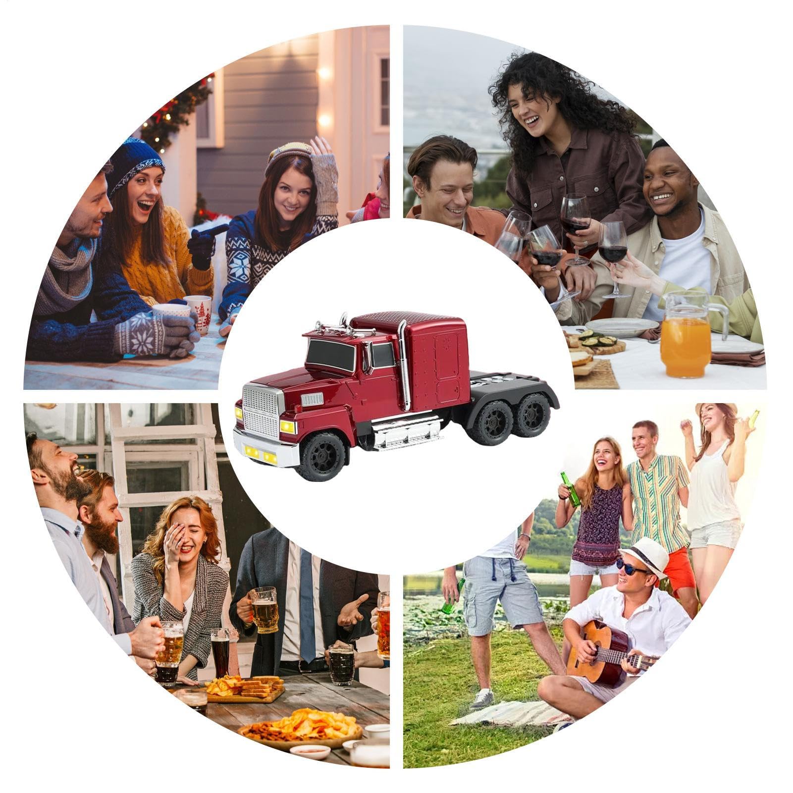 Altoparlanti da Tavolo Cassa a Forma di Camion con Microfono Integrato e | Altoparlante Senza Fili da Viaggio con LED e Radio FM Per Appassionati di Auto, Feste e Viaggio