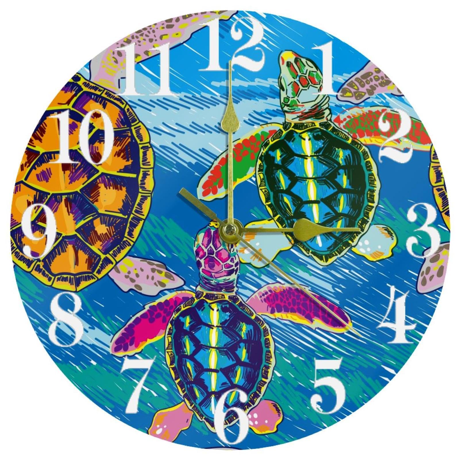 Horloge murale motif tortues aquarelle pour créer une ambiance sereine
