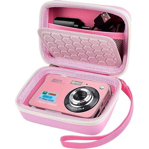 Carrying & Protective Case for Digital Camera, AbergBest 21 Mega Pixels 2.7" LCD Rechargeable HD/Kodak Pixpro/Canon PowerShot ELPH 180/190 / Sony DSCW800 / DSCW830 Cameras for Travel-Pink