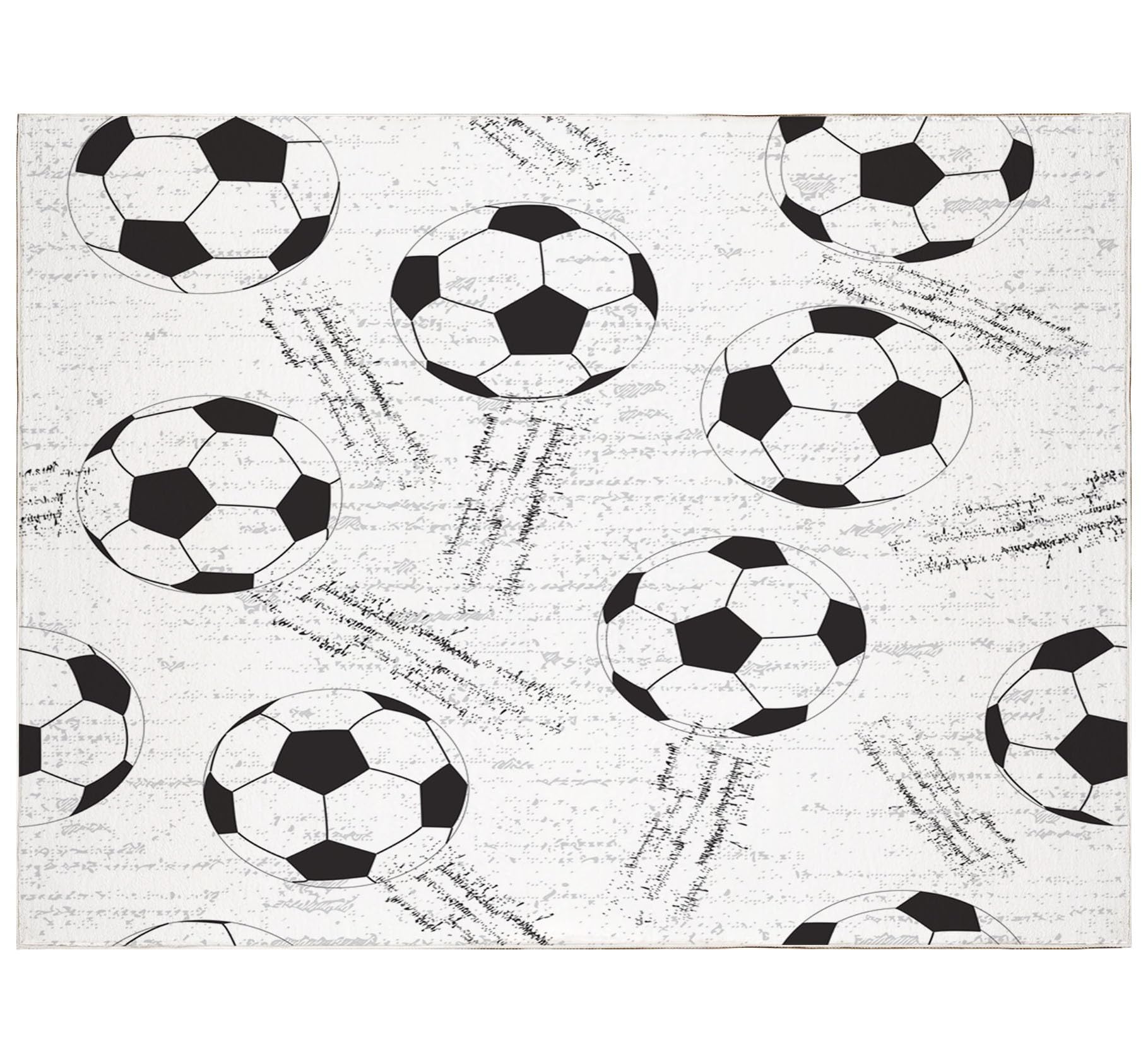 Luxus Soft Flauschiger Area Teppich 80cm x 150cm Indoor Shaggy rutschfeste Teppiche Schwarz-Weiß-Fußball Design Wohnkultur für Wohnzimmer Schlafzimmer Kinderzimmer Wohnzimmer